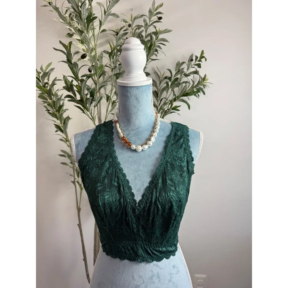 Cosabella Never Say Never Ultra Curvy Sweetie Bralette Emerald Green Lace NEW S